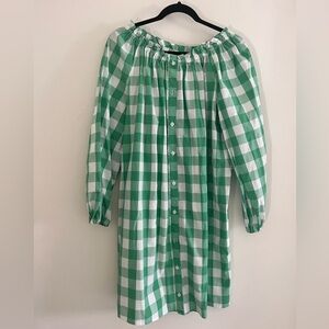 Who What Wear Green and White Plaid Dress